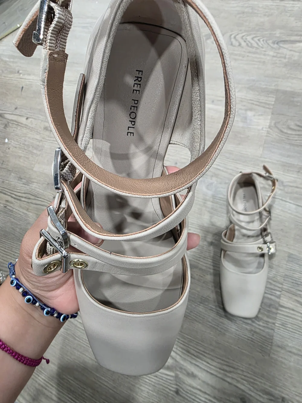 Free People Hart Flat in the beige/cafe colorway